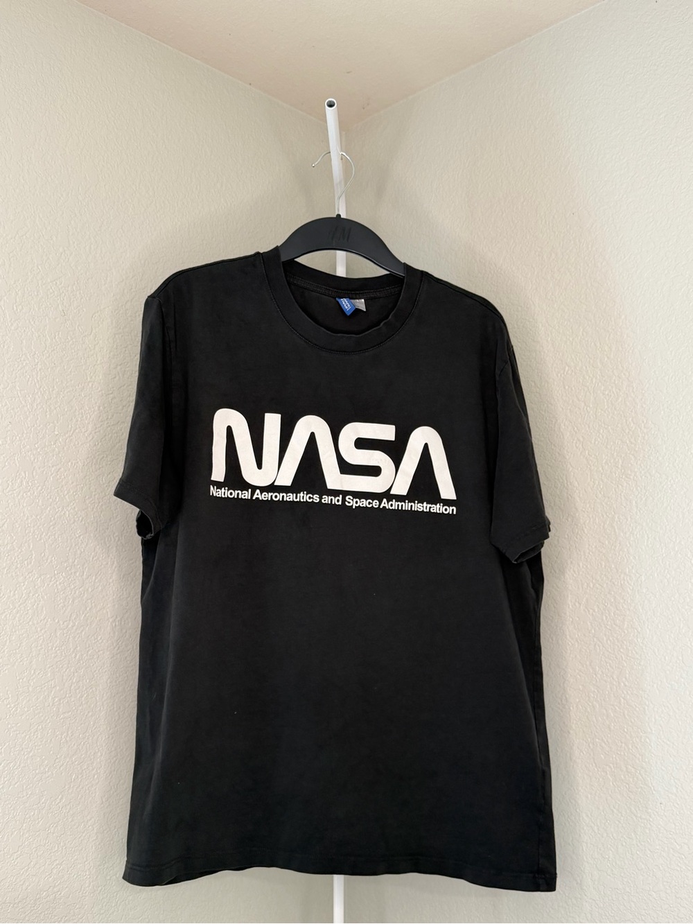 H&M Black T-Shirt with White NASA Logo